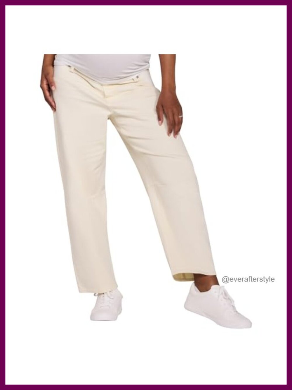 Maternity Under Belly Barrel Leg Denim Pregnancy Jeans Dart Detail